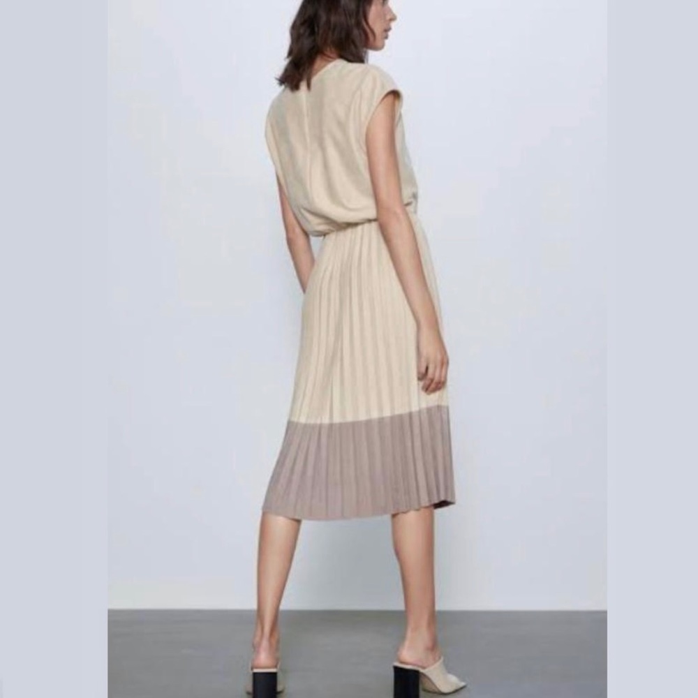 NEW! Zara Suede Pleated Dress - Picture 2 of 11